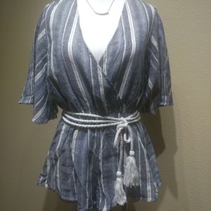 Navy and Off White Romper, Size Med